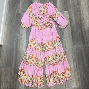 Free People Pink Floral Jumpsuit